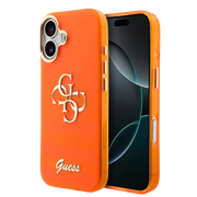 Guess IML 4G Script Metal Logo Hoesje – iPhone 17 Oranje - Back cover