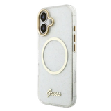 Guess IML Glitter Script Strap MagSafe Hoesje – iPhone 17 Transparant - Back cover met draagkoord