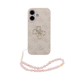 Guess IML Glitter Script Strap MagSafe Hoesje – iPhone 17 Zwart - Back cover met draagkoord