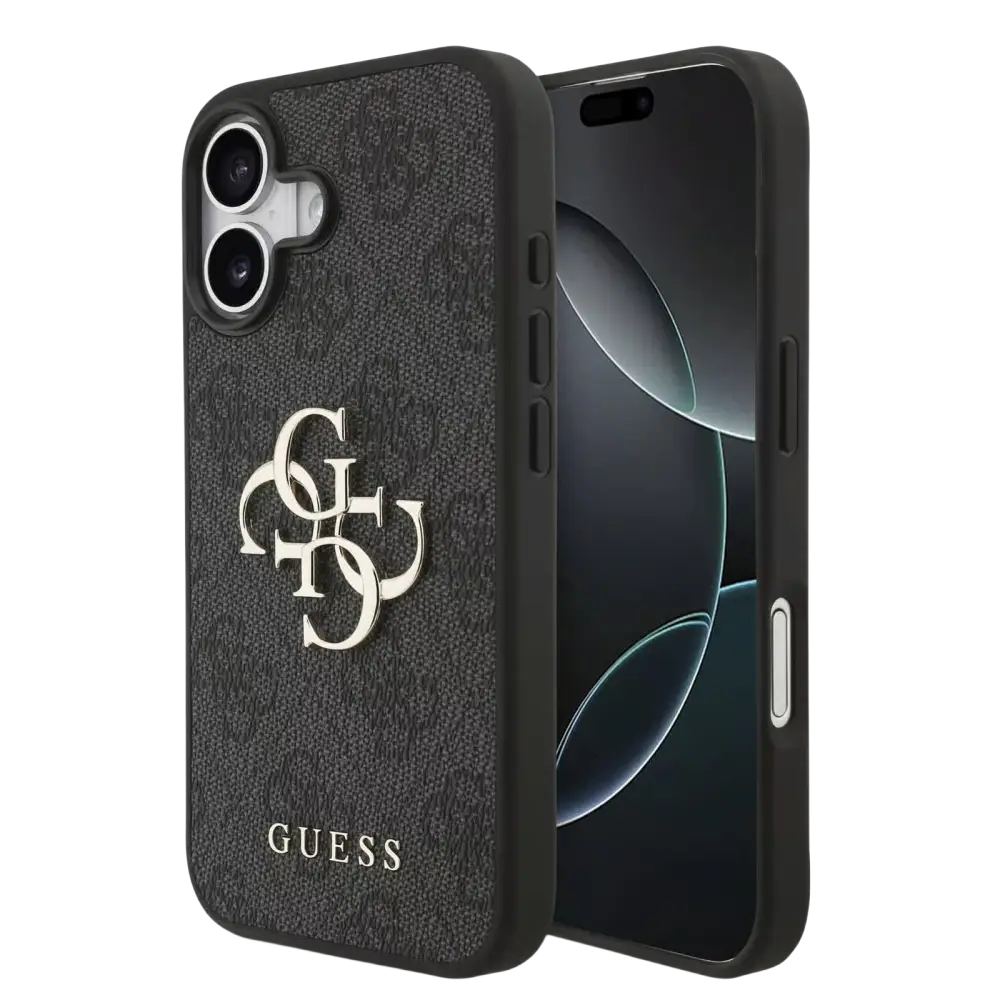 Guess PU 4G Metal Logo Hoesje voor iPhone 17 – Grijs - Telefoonhoesje