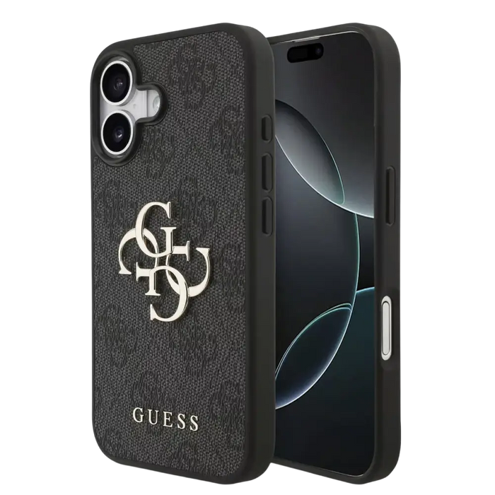 Guess PU 4G Metal Logo Hoesje voor iPhone 17 – Grijs