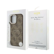 Guess PU Leather 4G Gold Frame MagSafe Hoesje – iPhone 17 Bruin - Back cover