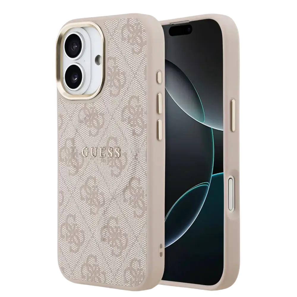 Guess PU Leather 4G Gold Frame MagSafe Hoesje – iPhone 17 Roze - Back cover
