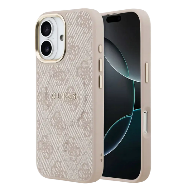 Guess PU Leather 4G Gold Frame MagSafe Hoesje – iPhone 17 Roze - Back cover