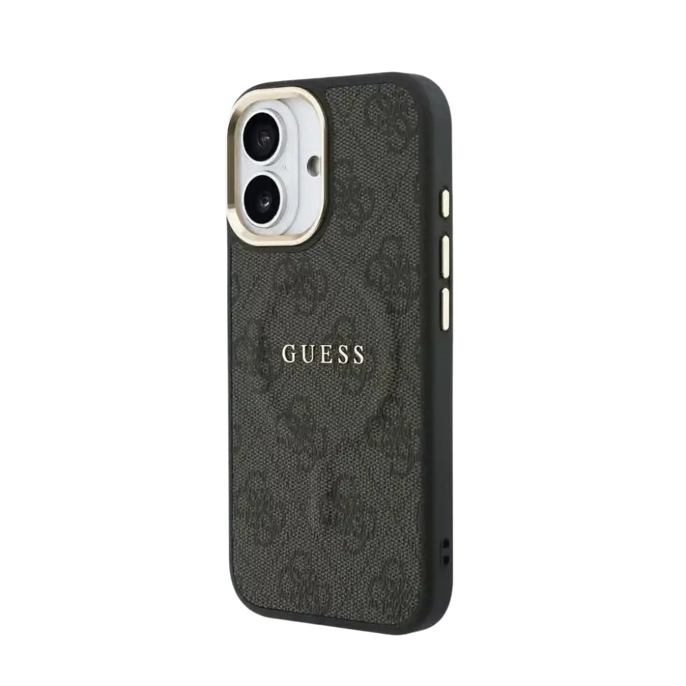 Guess PU Leather 4G Gold Frame MagSafe Hoesje – iPhone 17 Zwart - Back cover