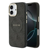 Guess PU Leather 4G Gold Frame MagSafe Hoesje – iPhone 17 Zwart - Back cover