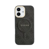 Guess PU Leather 4G Gold Frame MagSafe Hoesje – iPhone 17 Zwart - Back cover