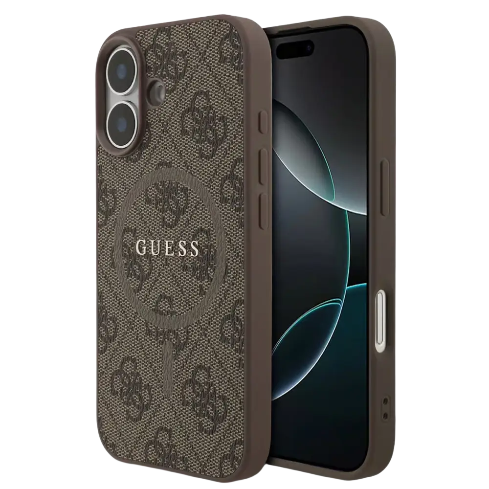 Guess PU Leather 4G MagSafe Hoesje voor iPhone 17 – Bruin - Telefoonhoesje