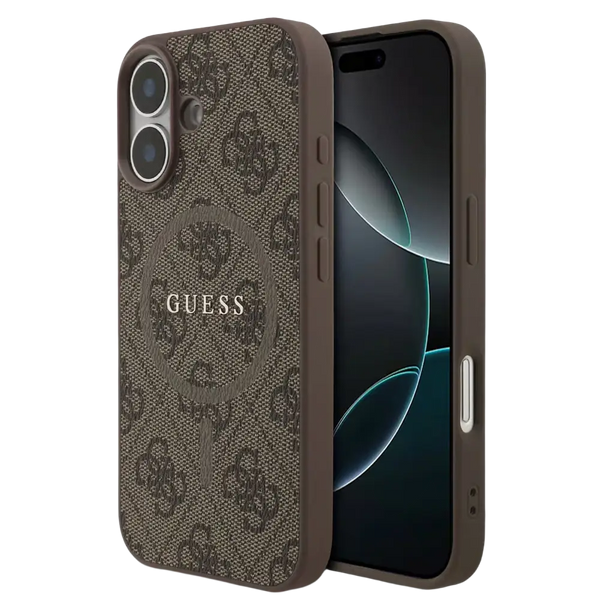 Guess PU Leather 4G MagSafe Hoesje voor iPhone 17 – Bruin - Telefoonhoesje