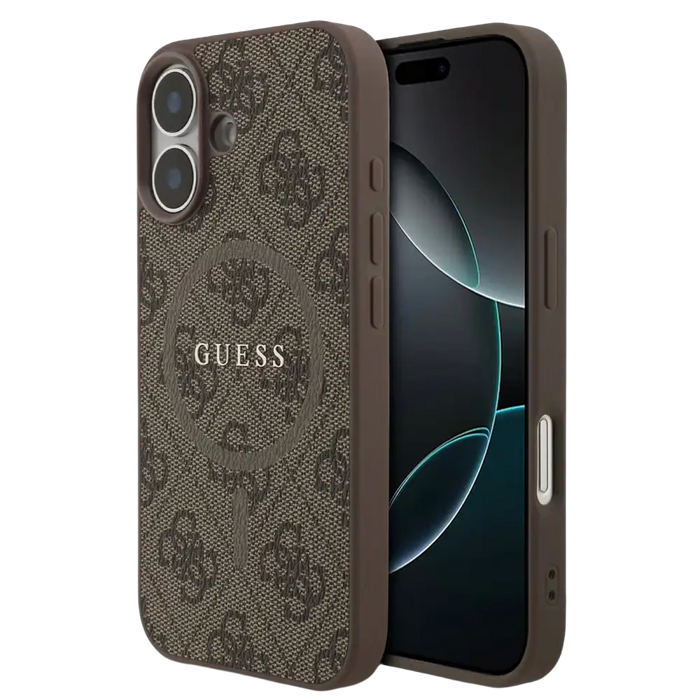 Guess PU Leather 4G MagSafe Hoesje voor iPhone 17 – Bruin