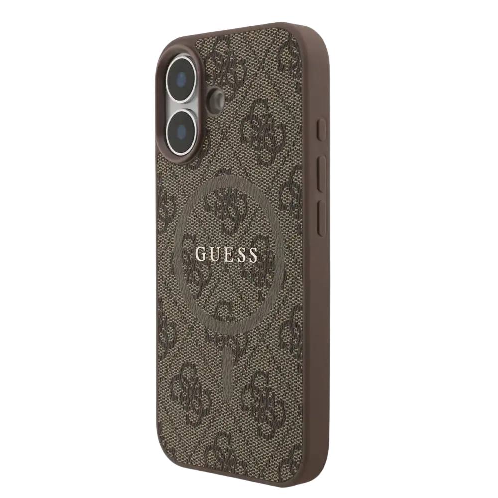 Guess PU Leather 4G MagSafe Hoesje voor iPhone 17 – Bruin - Telefoonhoesje