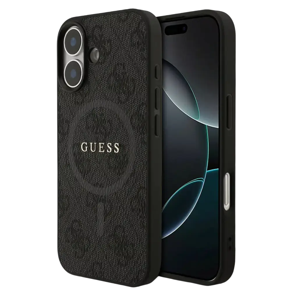 Guess PU Leather 4G MagSafe Hoesje voor iPhone 17 – Zwart - Telefoonhoesje