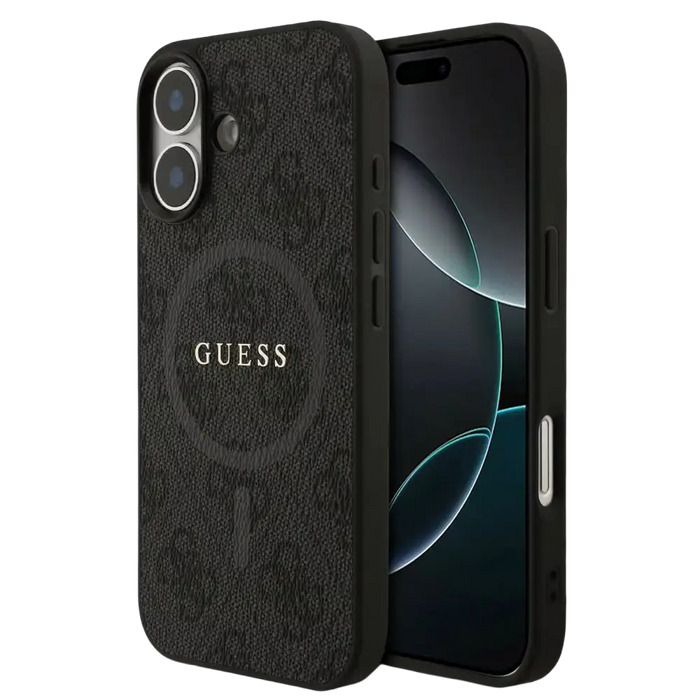 Guess PU Leather 4G MagSafe Hoesje voor iPhone 17 – Zwart