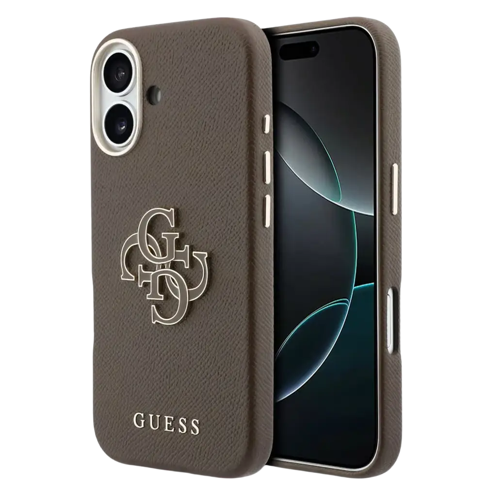 Guess PU Resin Logo Hoesje – iPhone 17 Bruin - Back cover