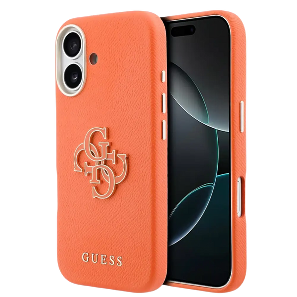 Guess PU Resin Logo Hoesje – iPhone 17 Oranje - Back cover