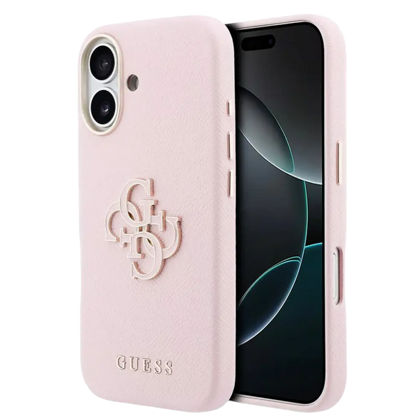 Guess PU Resin Logo Hoesje – iPhone 17 Roze - Back cover