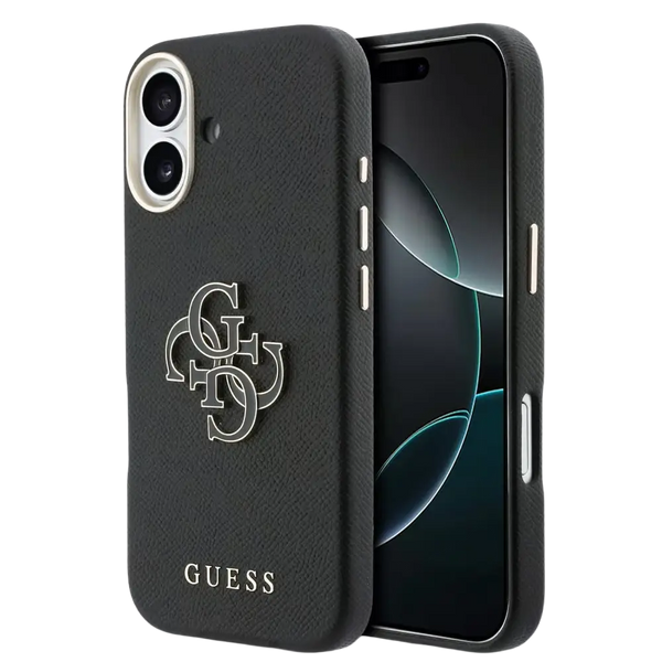 Guess PU Resin Logo Hoesje – iPhone 17 Zwart - Back cover