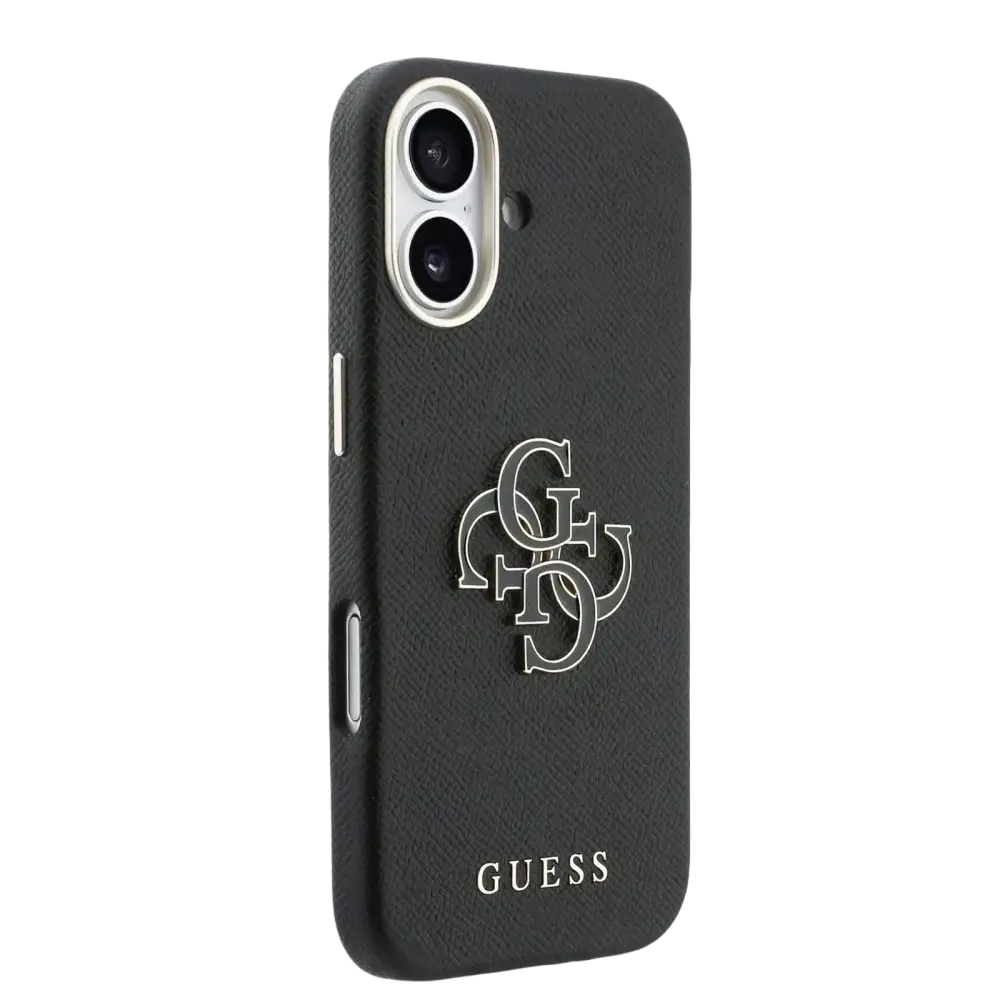 Guess PU Resin Logo Hoesje – iPhone 17 Zwart - Back cover