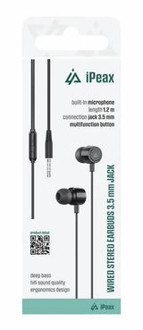 iPeax Bedrade 3,5mm Oordopjes – Zwart