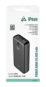 iPeax Powerbank 20.000 mAh - Zorg Dat Je Altijd Beschikbaar Bent