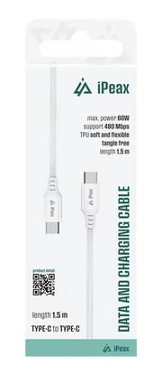 iPeax USB-C naar Kabel – 1,5 Meter Wit