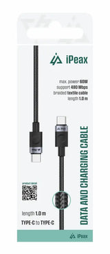 iPeax USB-C naar Kabel – 1 Meter Zwart voor Eenvoudig Opladen