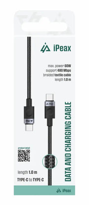 iPeax USB-C naar Kabel – 1 Meter Zwart voor Eenvoudig Opladen