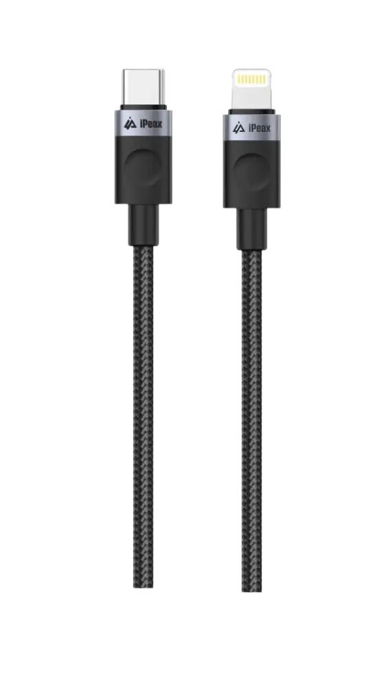 iPeax USB-C naar Lightning kabel - 1 Meter Zwart voor snelladen en modern gemak