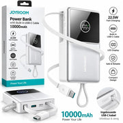 Joyroom Powerbank 10.000 mAh met Oprolbare USB-C Kabel – Wit