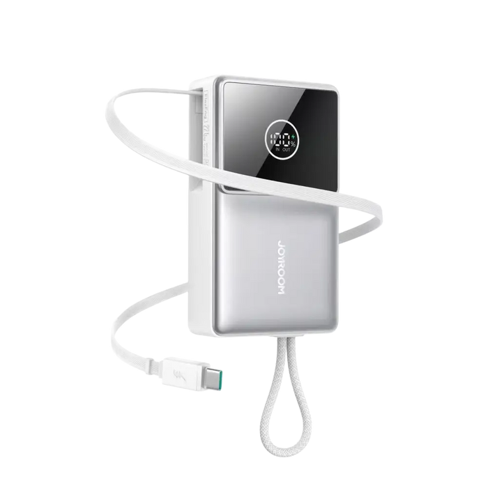 Joyroom Powerbank 10.000 mAh met Oprolbare USB-C Kabel – Wit