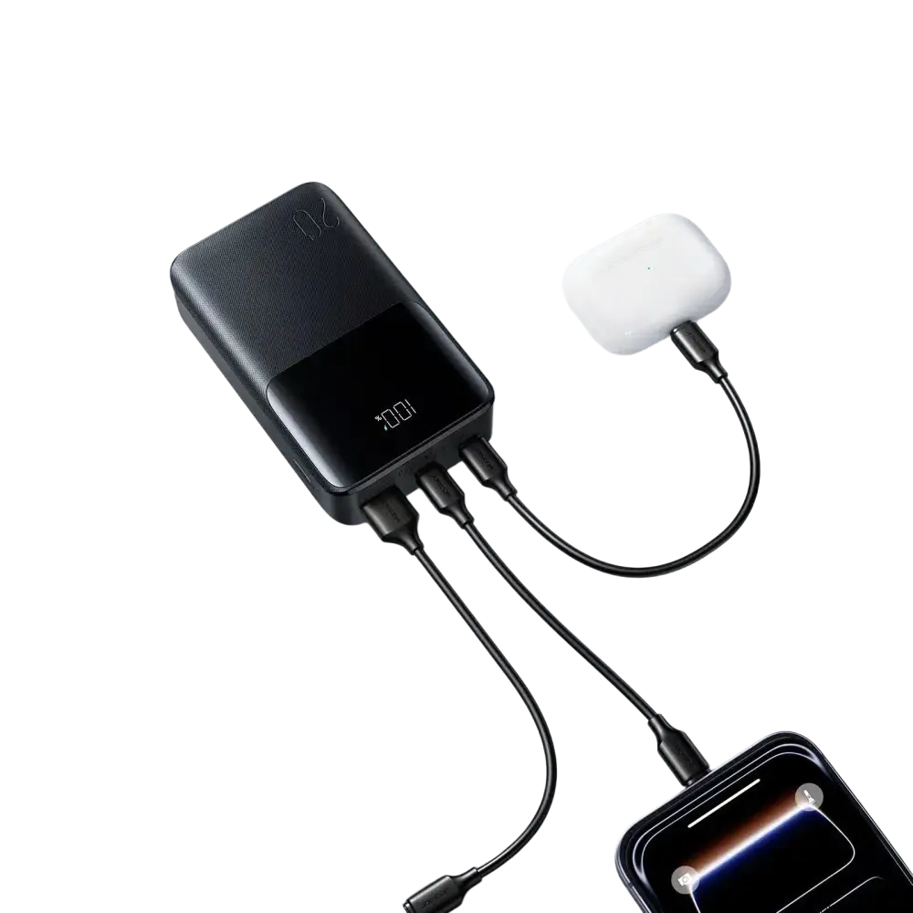Joyroom Powerbank 20.000 mAh 22,5W met display en 3 poorten – Zwart