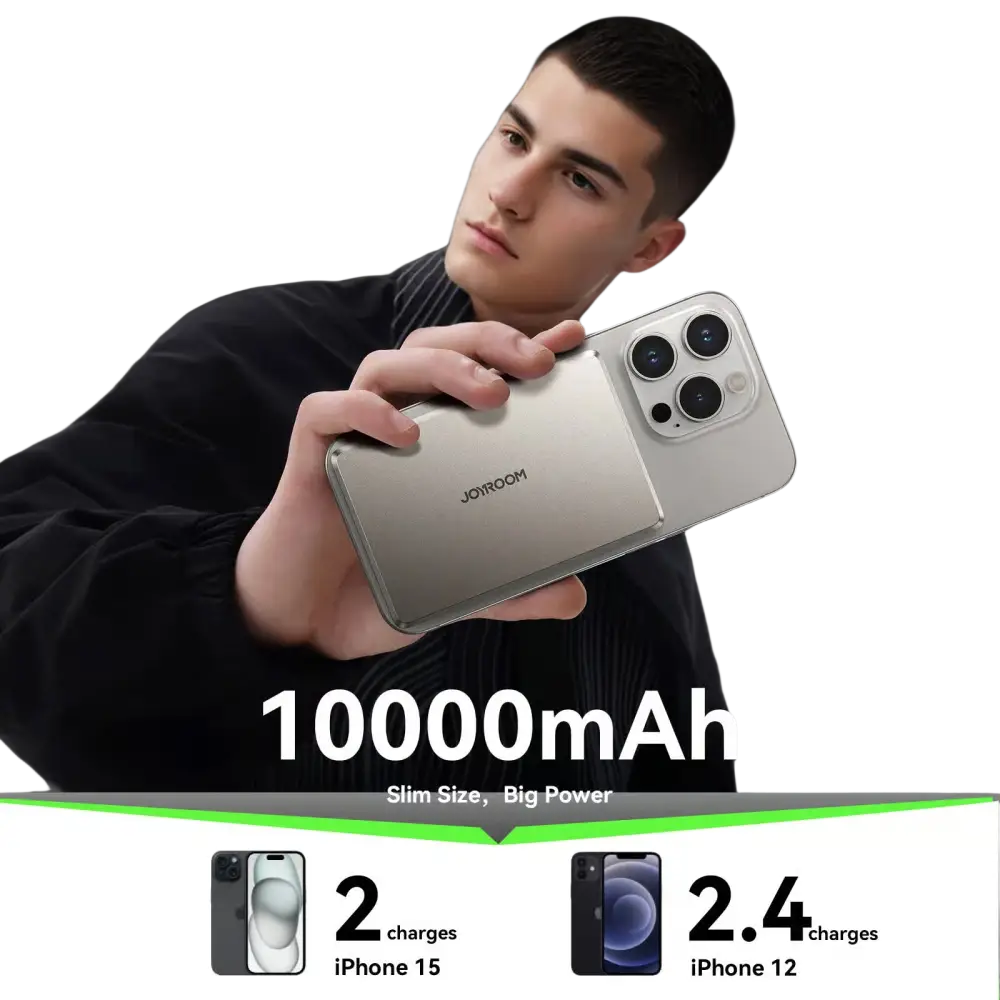 Joyroom Ultra-Slim Magnetische Powerbank 10.000 mAh 20W – Natural Titanium