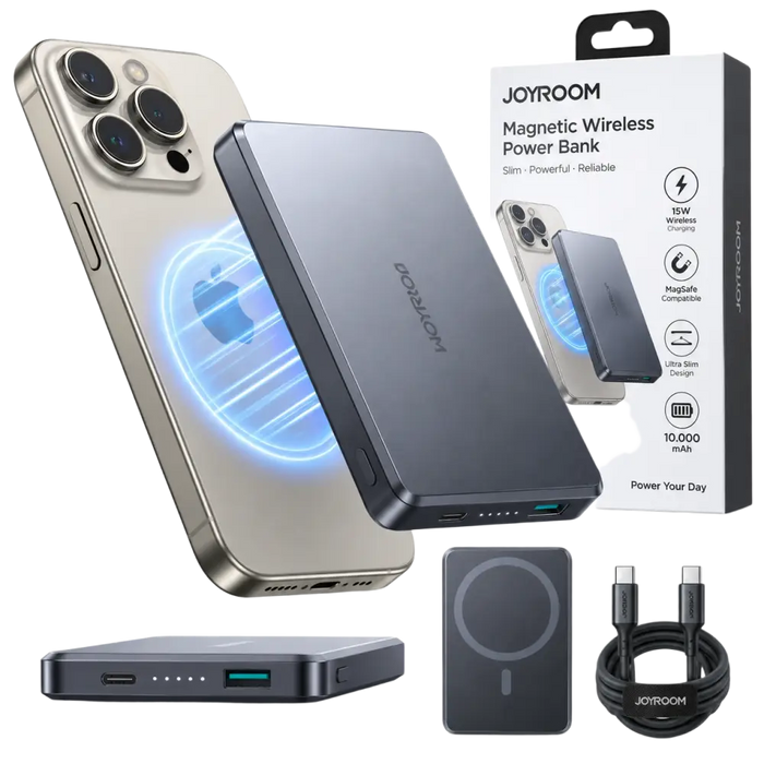 Joyroom Ultradunne Magnetische Powerbank 10.000 mAh – Grijs