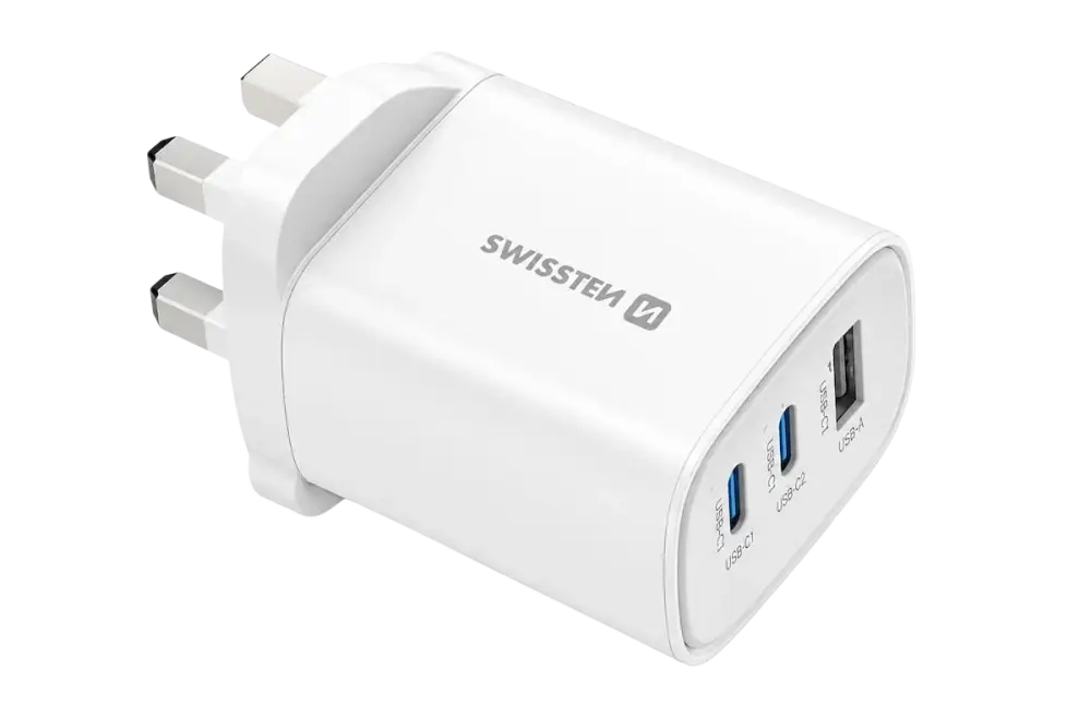Krachtige Snellader voor Onderweg: Swissten Edge GaN Travel Charger 65W met UK Stekker
