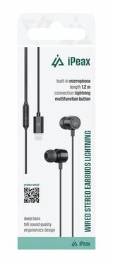 Ontdek de iPeax Bedrade Lightning Oordopjes – Perfecte Geluidskwaliteit in Zwart