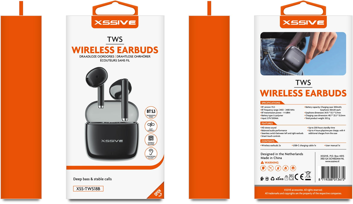 Xssive Wireless Earbuds XSS-TWS18B - Zwart