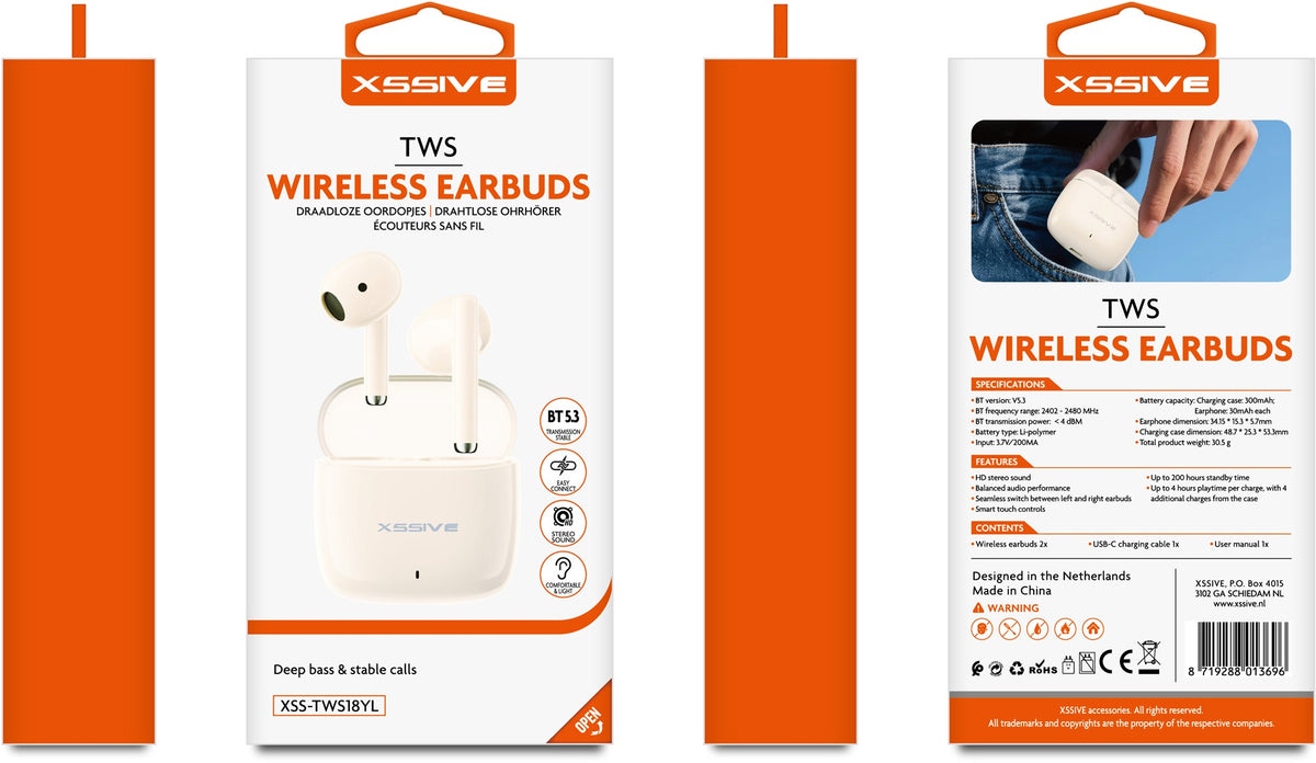 Xssive Wireless Earbuds XSS-TWS18YL - Creme