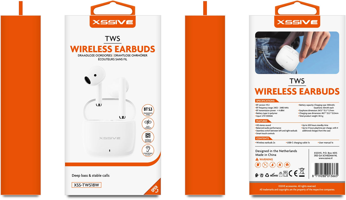 Xssive Wireless Earbuds XSS-TWS18W - Wit