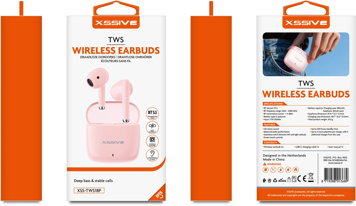 Xssive Wireless Earbuds XSS-TWS18P - Pink