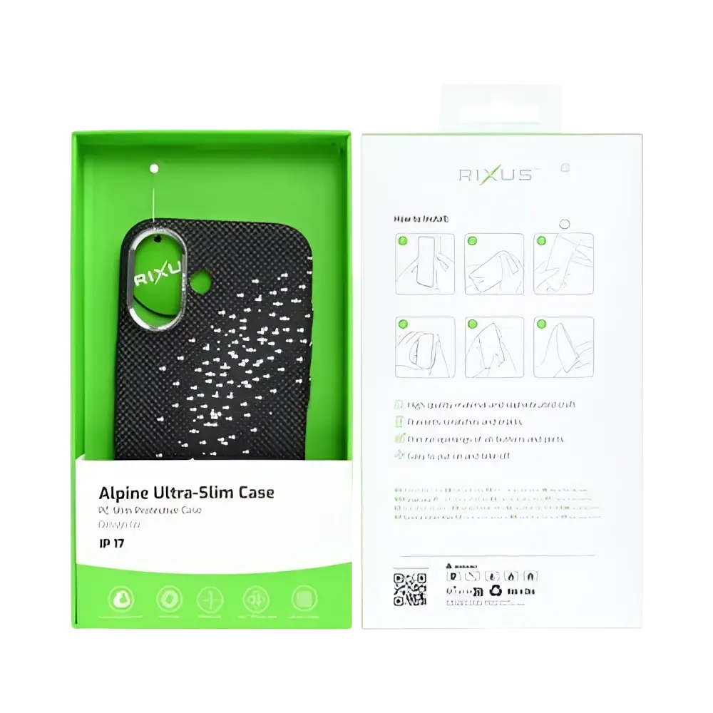 Rixus Alpine Ultra-Slim Case met MagSafe – iPhone 17 Galaxy Black - Back cover / hardcase