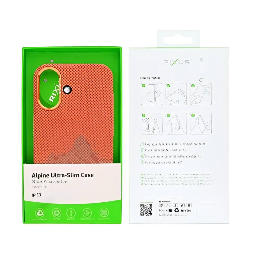 Rixus Alpine Ultra-Slim Case met MagSafe – iPhone 17 Mountain Orange - Back cover / hardcase