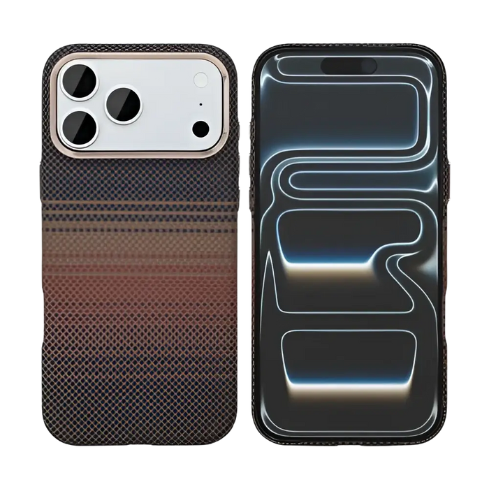 Rixus Alpine Ultra-Slim Case met MagSafe – iPhone 17 Pro – Stripe Brown