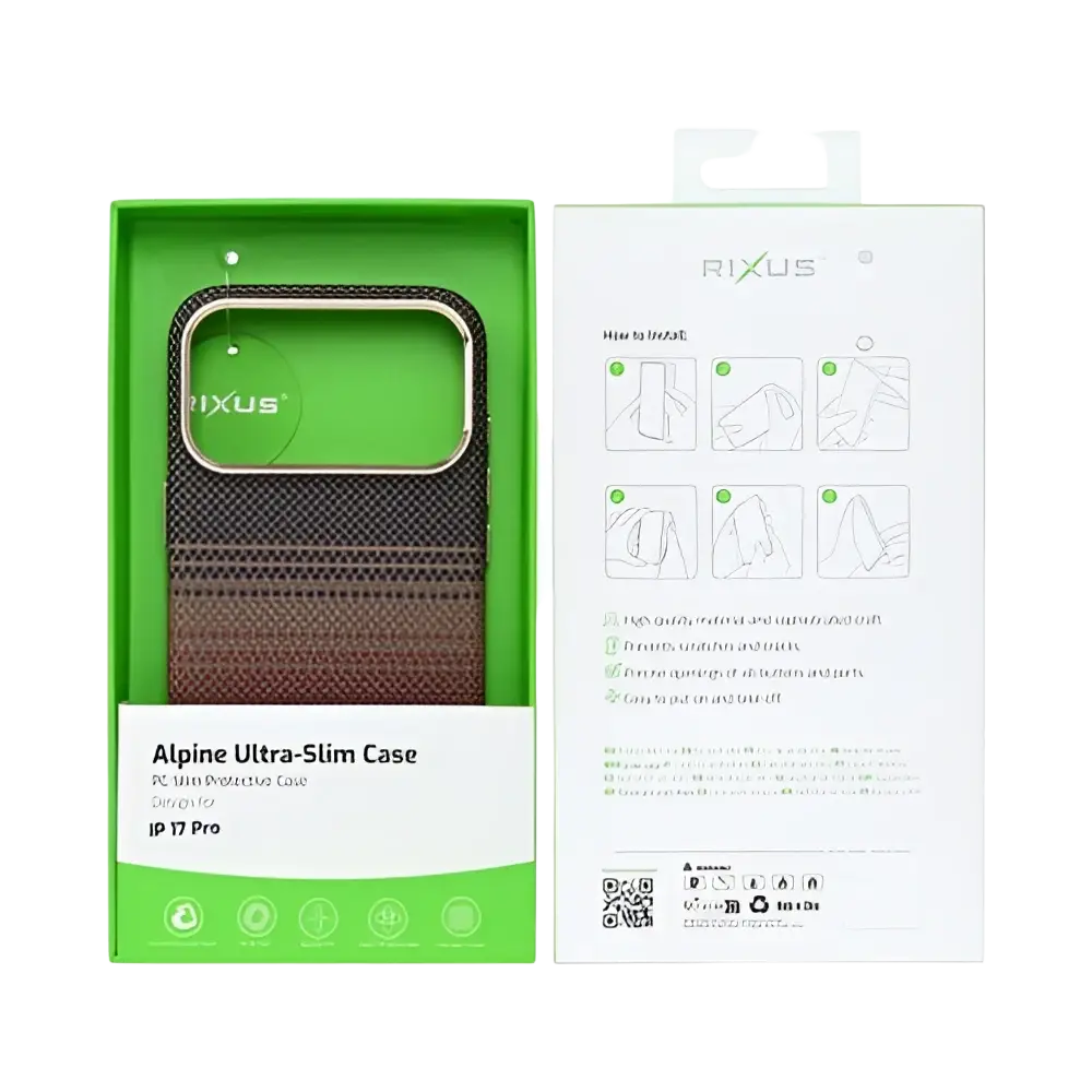 Rixus Alpine Ultra-Slim Case met MagSafe – iPhone 17 Pro Stripe Brown - Back cover