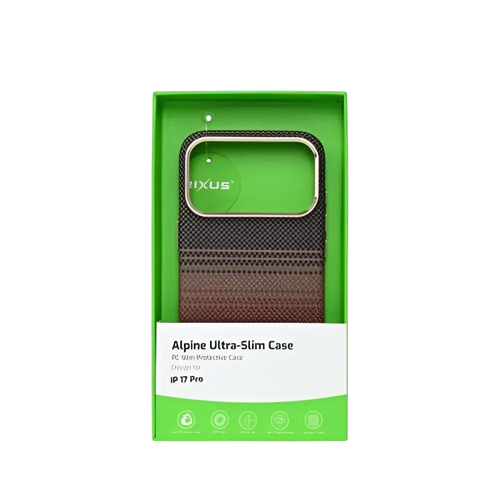 Rixus Alpine Ultra-Slim Case met MagSafe – iPhone 17 Pro Stripe Brown - Back cover