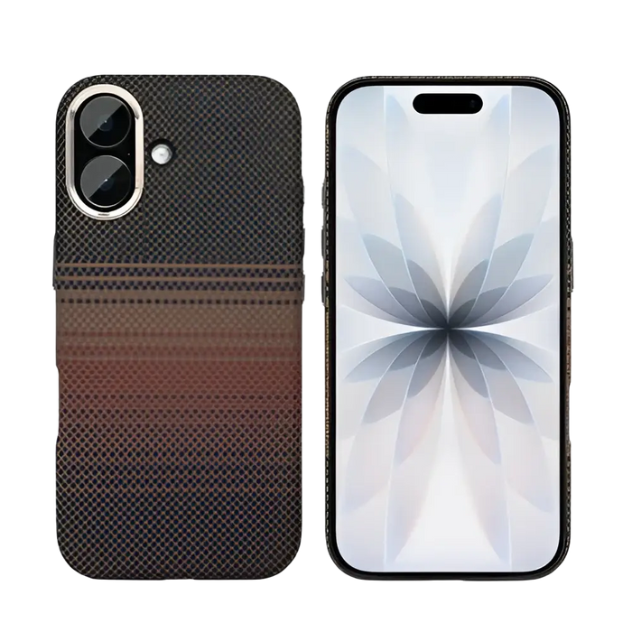 Rixus Alpine Ultra-Slim Case met MagSafe – iPhone 17 – Stripe Brown
