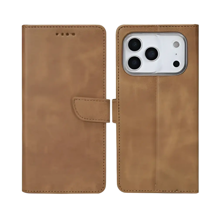 Rixus Bookcase – iPhone 17 Pro – Lichtbruin