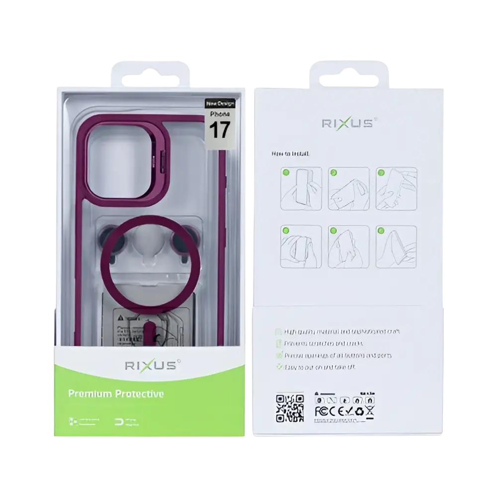 Rixus Classic 03 Case met MagSafe – iPhone 17 Donkerroze - Back cover