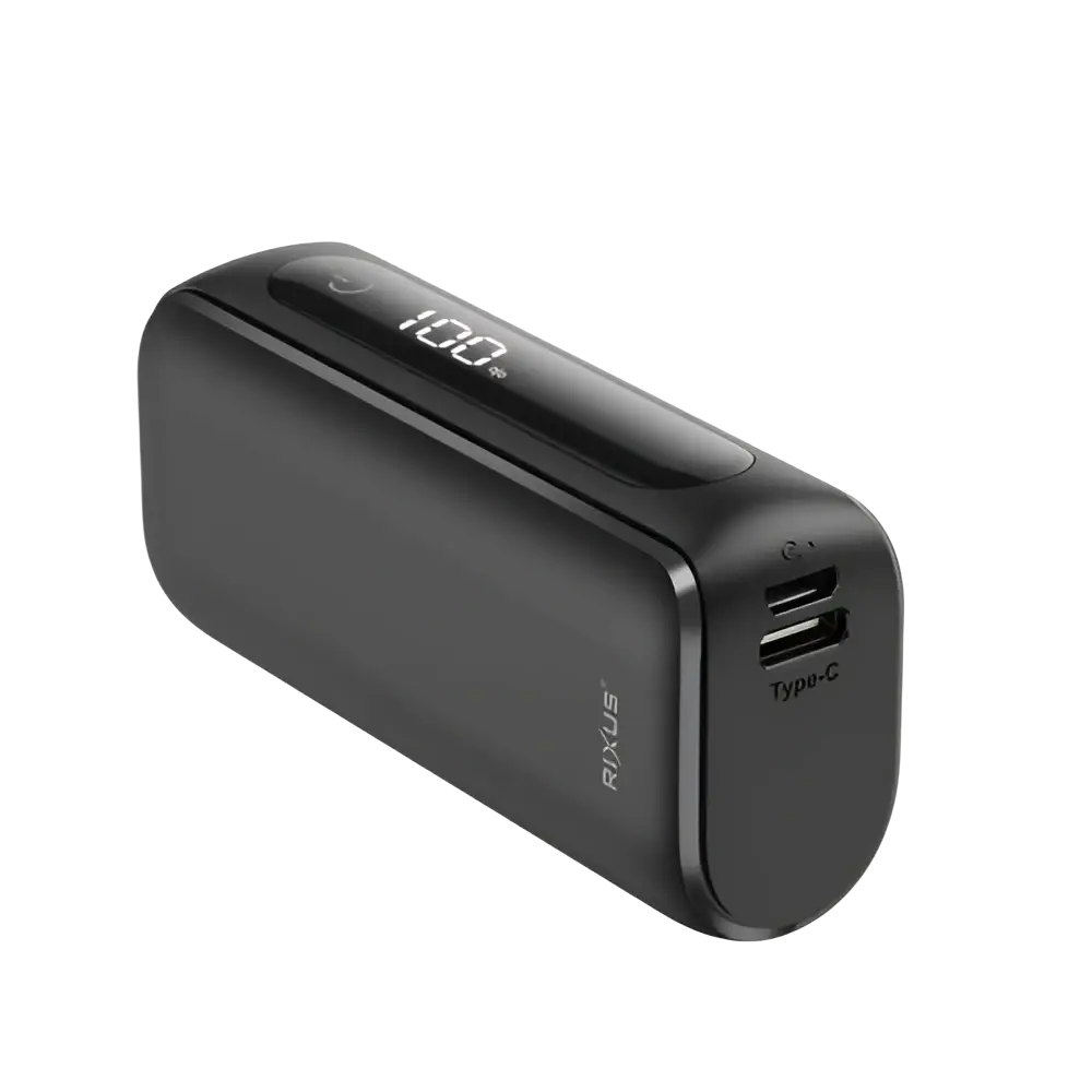 Rixus Compacte Powerbank 5.000 mAh met digitaal display – Zwart RXPB23