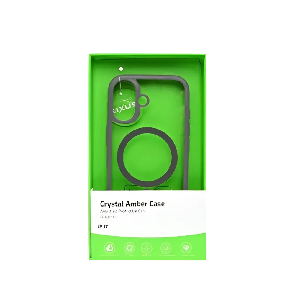 Rixus Crystal Amber Case – iPhone 17 Grijs - Back cover