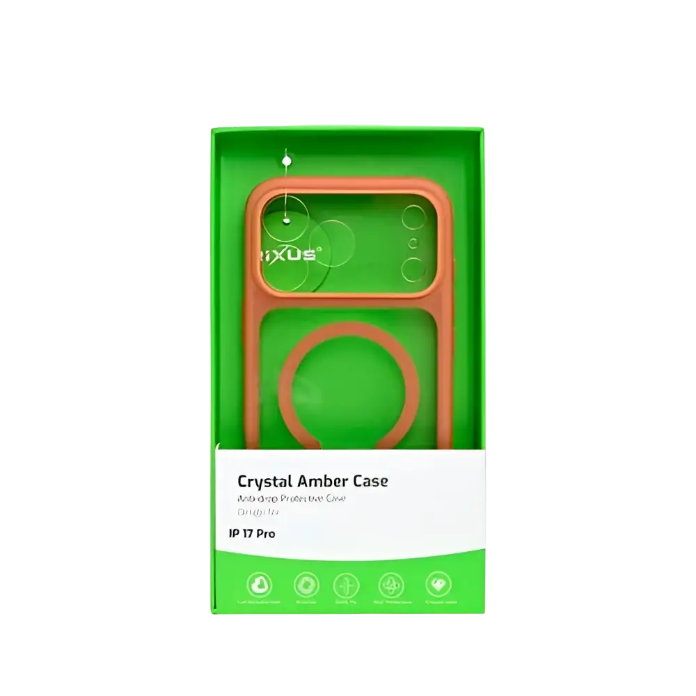 Rixus Crystal Amber Case – iPhone 17 Pro Oranje - Back cover